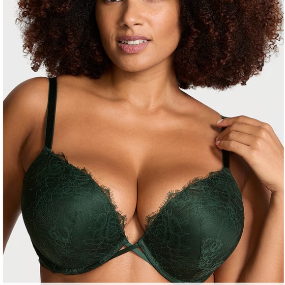 VICTORIA SECRET Very Sexy Bombshell Add-2-Cups Green Lace Push-Up Bra | 32 B - Picture 1 of 9